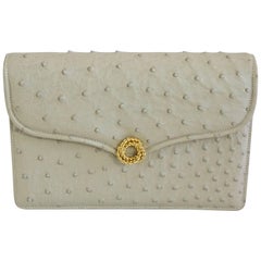 Gucci Bone Strauß Umschlag-Clutch mit Goldverschluss – 1950er Jahre