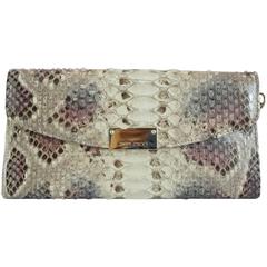 Jimmy Choo Erdfarbene Python-Clutch mit Riemen - GHW