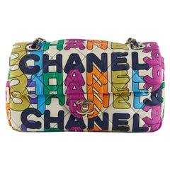 Vintage RARE CHANEL 21K RAINBOW FLAP BAG Multicolor with Gold-tone Hardware