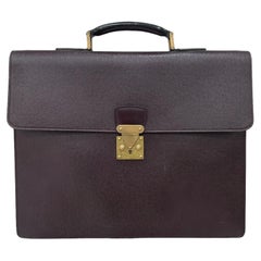 Louis Vuitton Serviette Kourad Purple Leather Suitcase