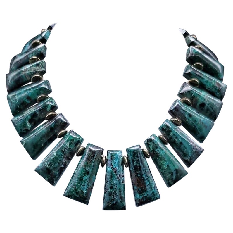 A.Jeschel A masterpice Malachite plates necklace.