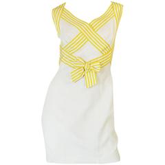 1980s Thierry Mugler Open Cross Back Cotton Dress 5