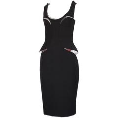 Versace Bodycon Black Mini Dress w/Silver Insets - New With Tags 2