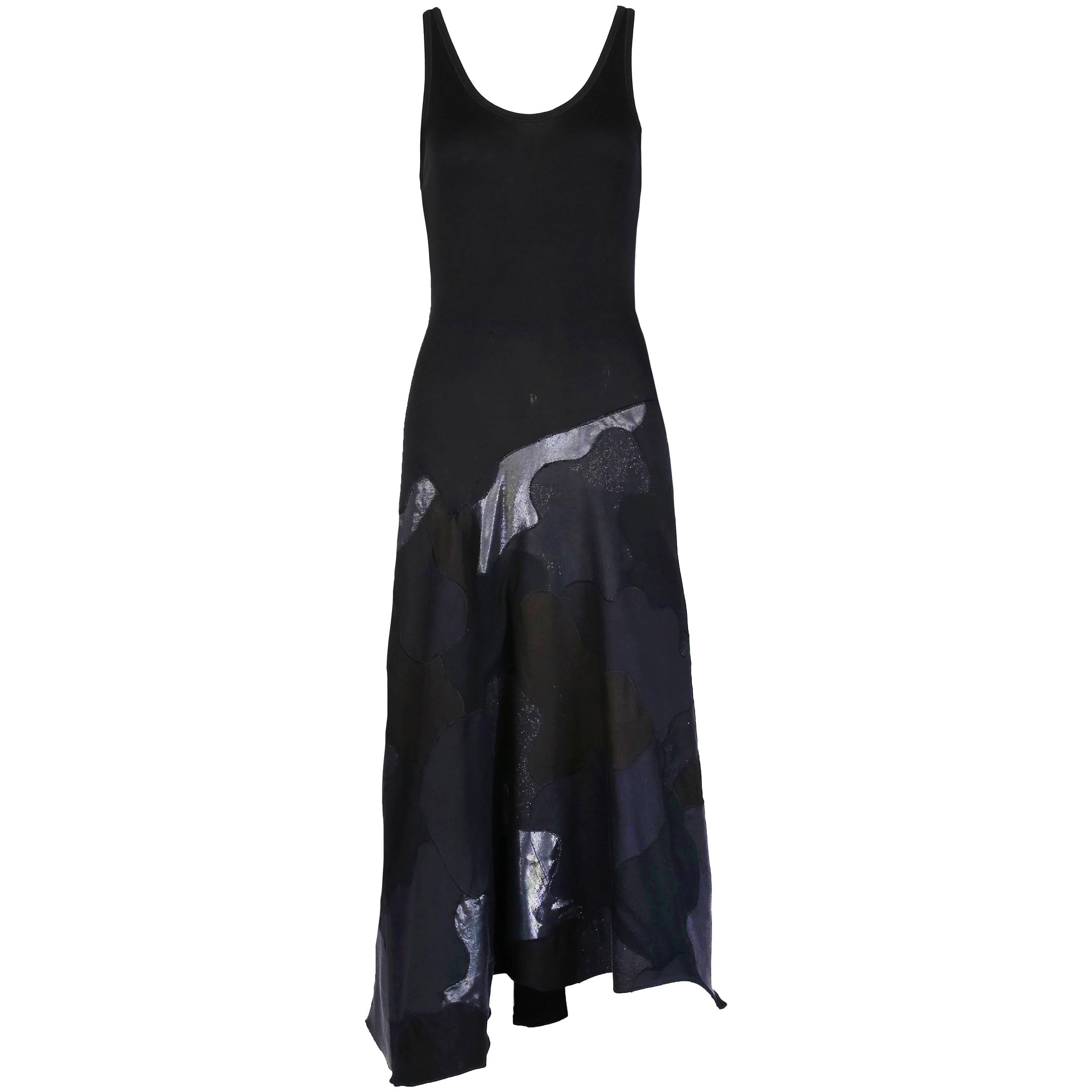 Alexander McQueen Black Stretch Tank Dress w/Appliqued Print Ca.2003 For Sale