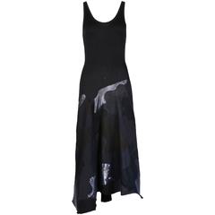 Alexander McQueen Black Cotton Stretch Tank Dress w/Appliqued Skirt 3