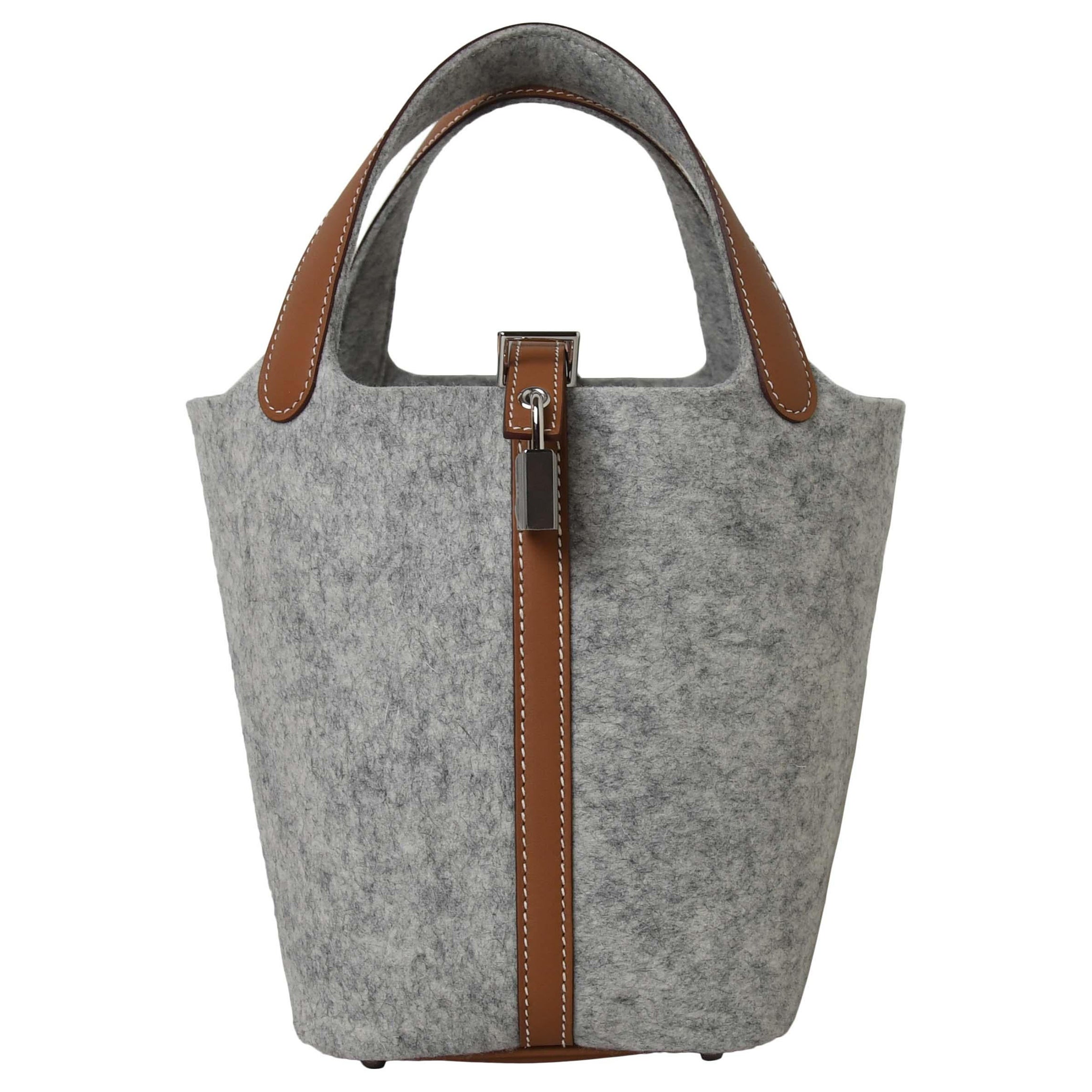 Hermes Picotin 18 Lock Bag Palladium Hardware Fleece Gris For Sale