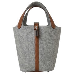 Hermès Picotin 18 Schlosstasche mit Palladiumbeschlägen und Fleece Gris