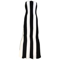 1990s VALENTINO Black and White Strapless Gown