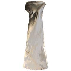 Donna Karan light grey velvet panne dress