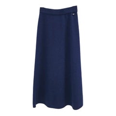 CHANEL Long Ka Stains Blue Skirt