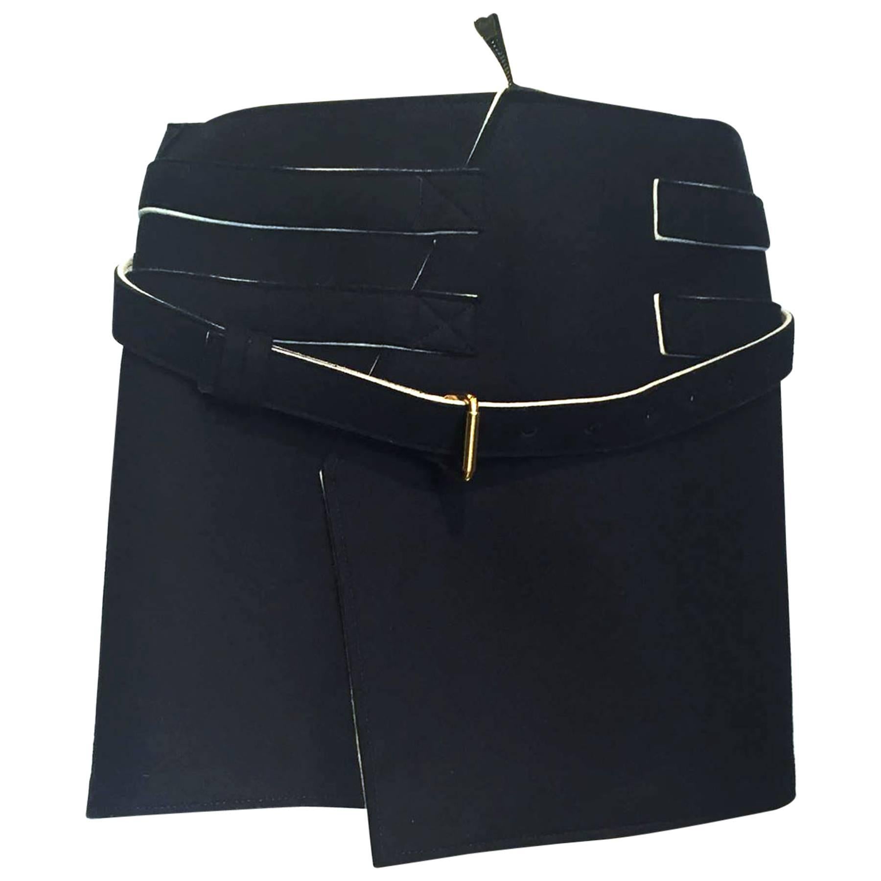Balenciaga by Nicolas Ghesqueire navy loden mini skirt, Sz. S