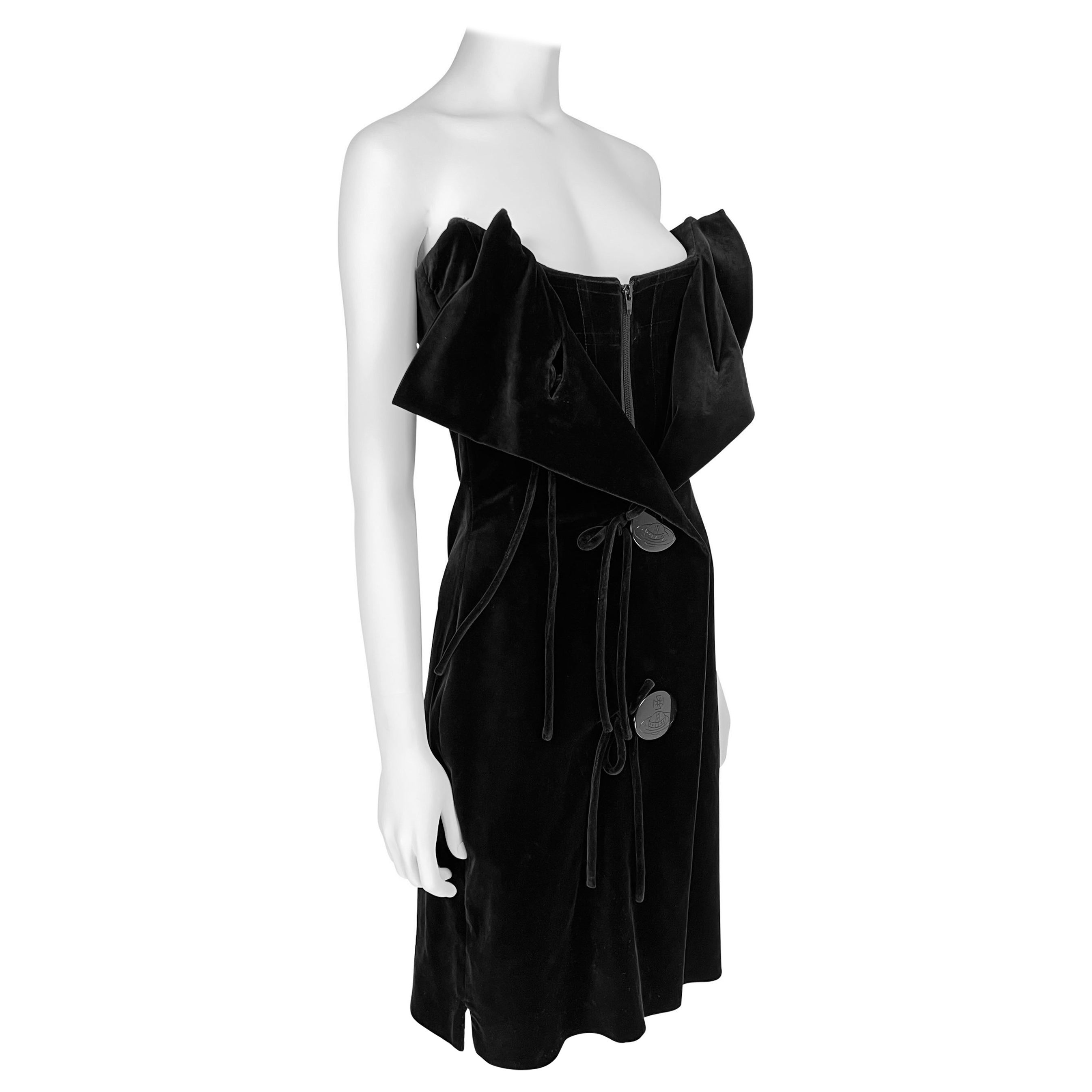 Fall 1998 Vivienne Westwood Corseted Velvet Dress For Sale