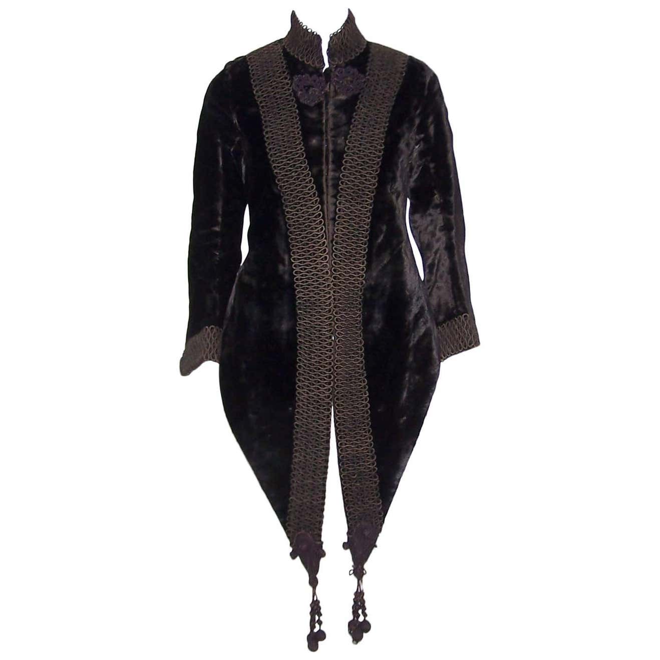 Amazing C.1900 Victorian Velvet Mantle Coat With Soutache and Lappet ...