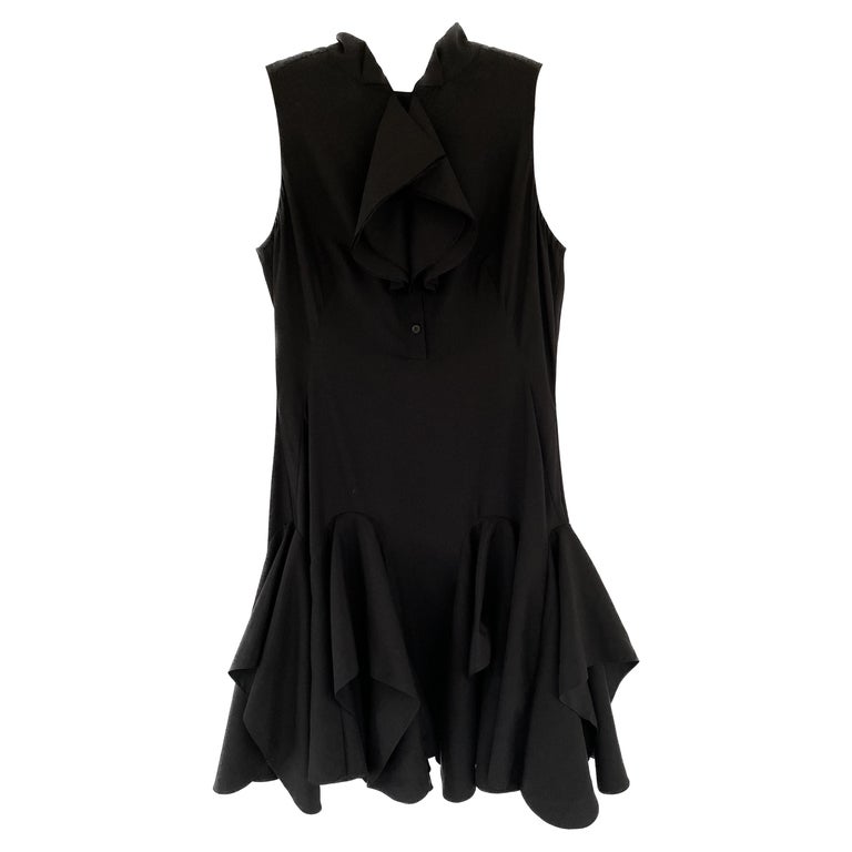 Alexander McQueen 2010 Silk LBD Little Black Dress With Ruffled Skirt