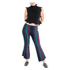2000S ISSEY MIYAKE APOC - Top in misto poliestere nero e pantaloni a righe