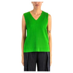 1990S ISSEY MIYAKE - Top a conchiglia plissettato in poliestere verde lime