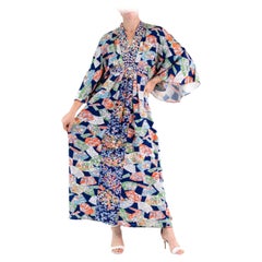 MORPHEW COLLECTION Multicolor Japanese Kimono Silk Mixed Blue Swatches Kaftan