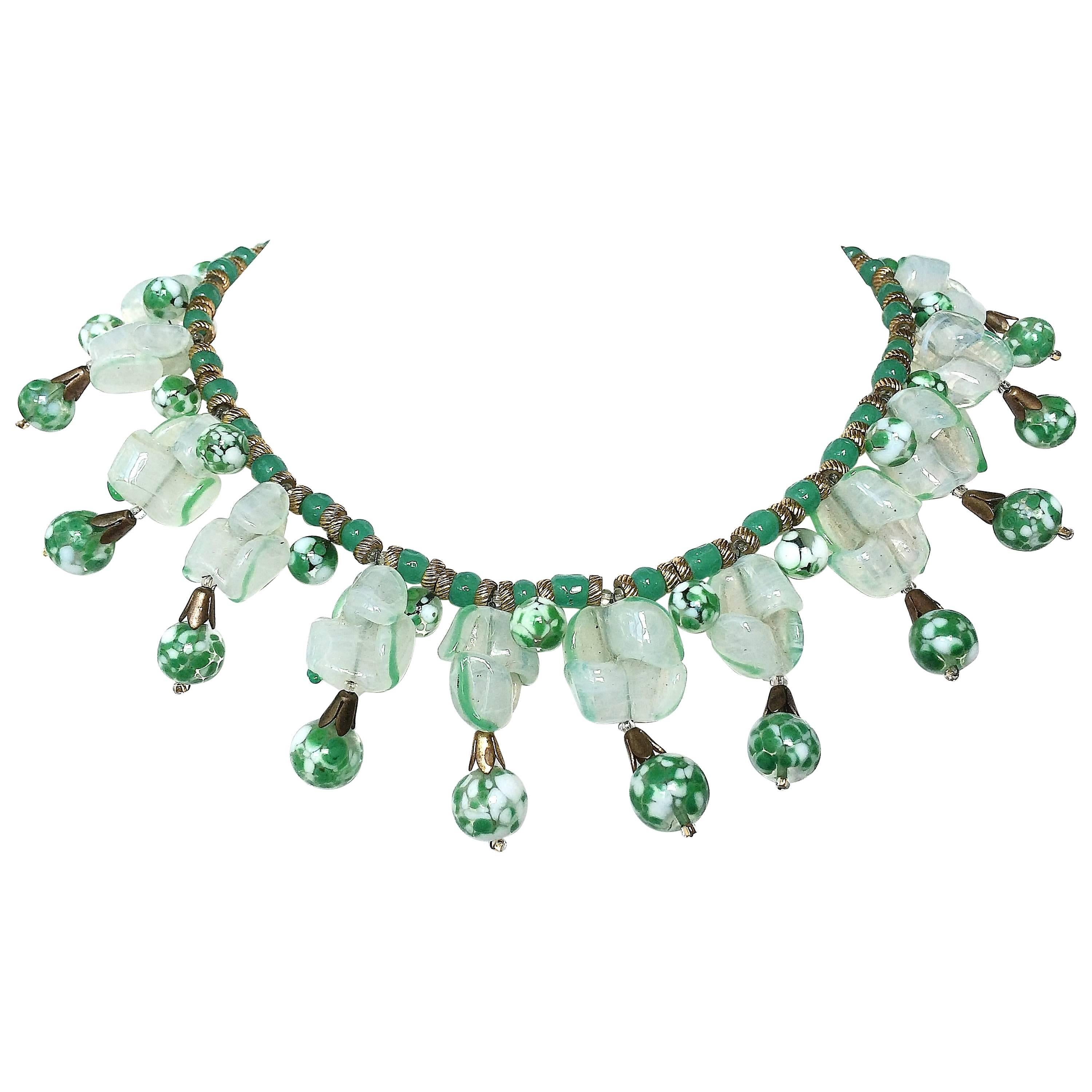 Rousselet glass and gilt fringed collar, 1950s