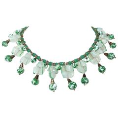 Vintage Rousselet glass and gilt fringed collar, 1950s