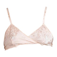 Vintage 1930S Blush Pink With Embroidery  Silk Crepe De Chine Bra