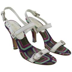 Super nice Prada White Leather and Canvas Sandals