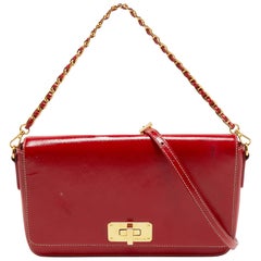 Prada Red Patent Leather Flap Crossbody Bag