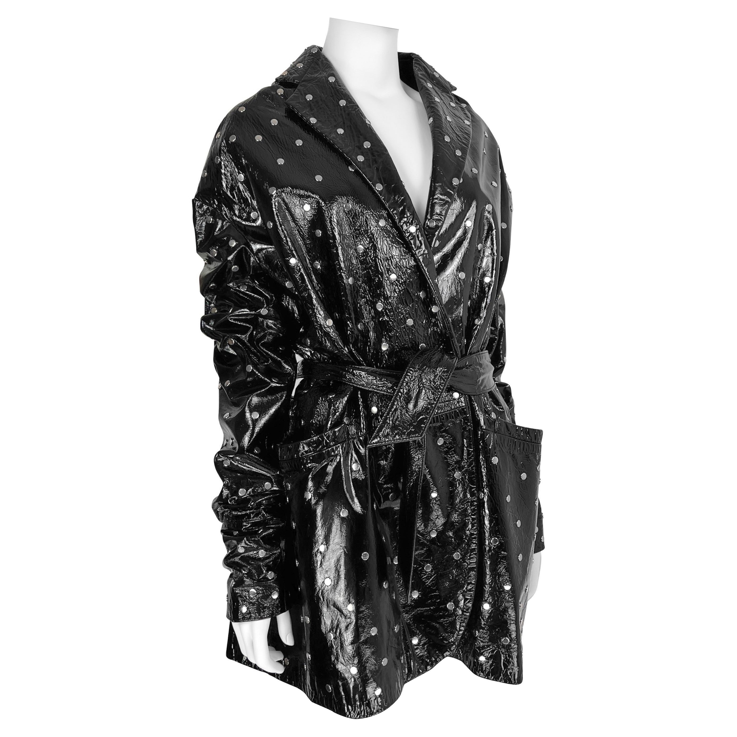  Spring 1991 Dolce & Gabbana Patent Leather Coat For Sale