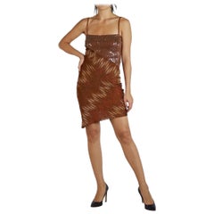 Retro 1970S MISSONI Brown & Gold Dress