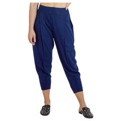 1990S A.POC ISSEY MIYAKE Navy Blue Cotton & Nylon Knit Strech Pants