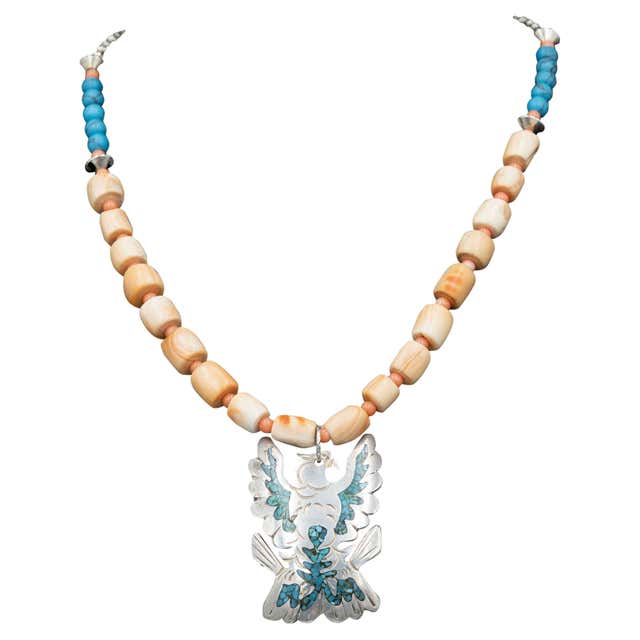 LB Tribal style necklace Tibetan silver Afghani inlaid Venetian trade ...