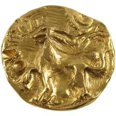 Yves Saint Laurent YSL Paris Signed Pin Brooch Pendant Mythical Lion Design 12