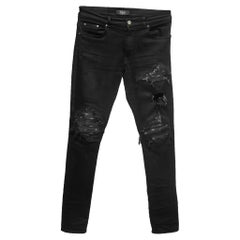 Amiri Black Distressed Denim Panelled Skinny Jeans M Waist 32"