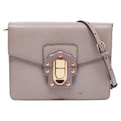 Dolce & Gabbana Grey Embossed Lucia Shoulder Bag