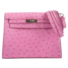 Hermès Kelly Danse II Bubblegum Pink 5P Ostrich Palladium Hardware