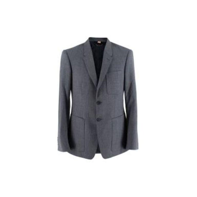 Burberry Blue Wool Blazer For Sale at 1stDibs