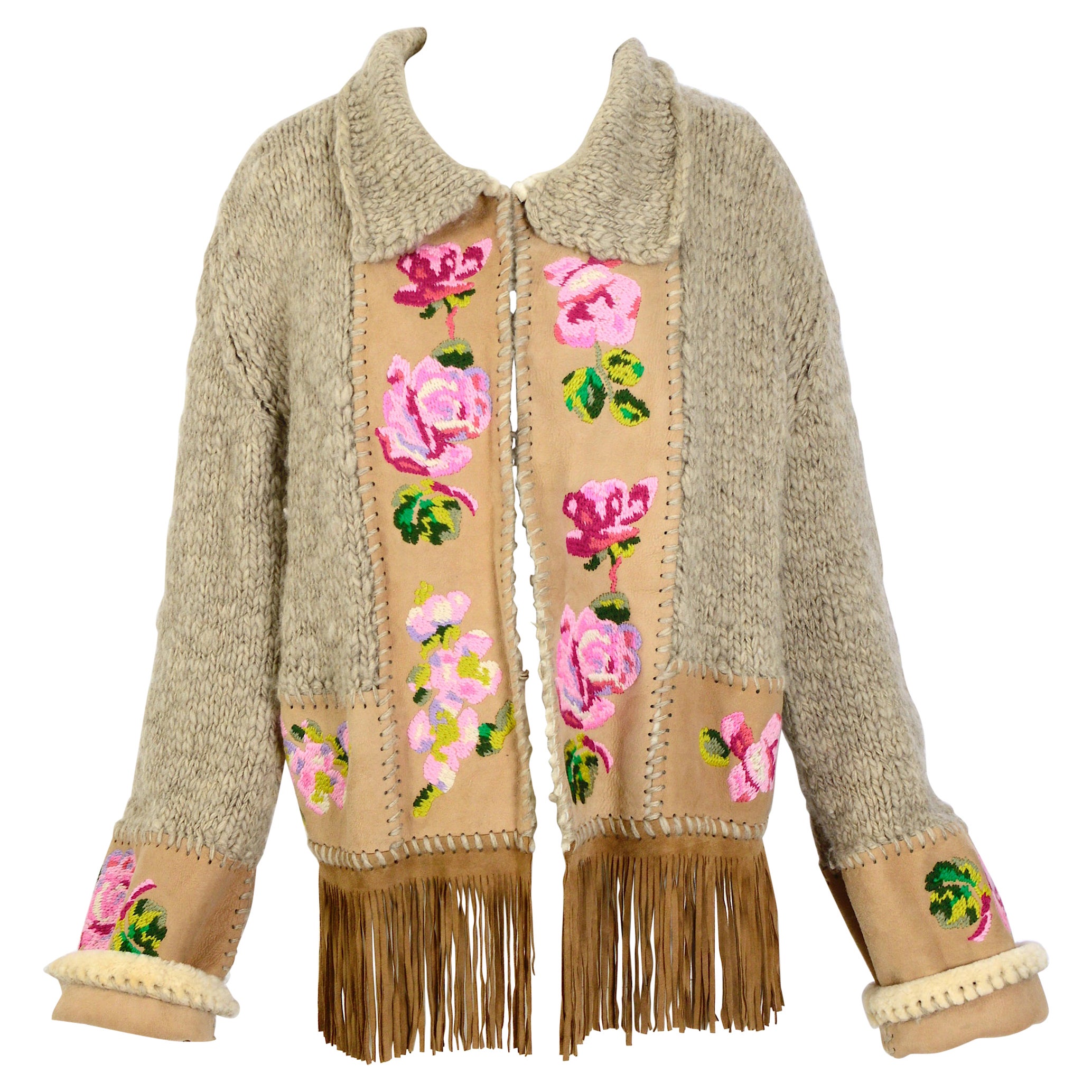 Christian Dior by John Galliano vintage fall 2000 embroidered fringed cardigan   For Sale