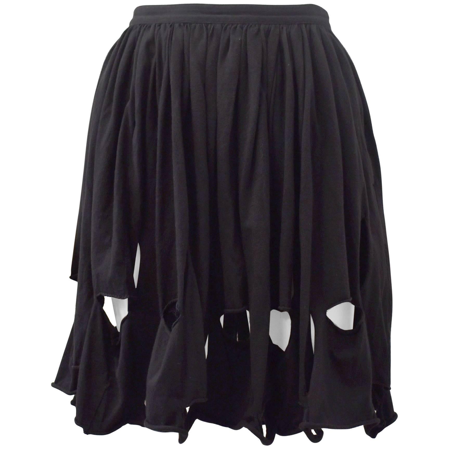 1990’s Comme des Garcons ‘Tricot’ Black Pleated Jersey Cut- Out Skirt