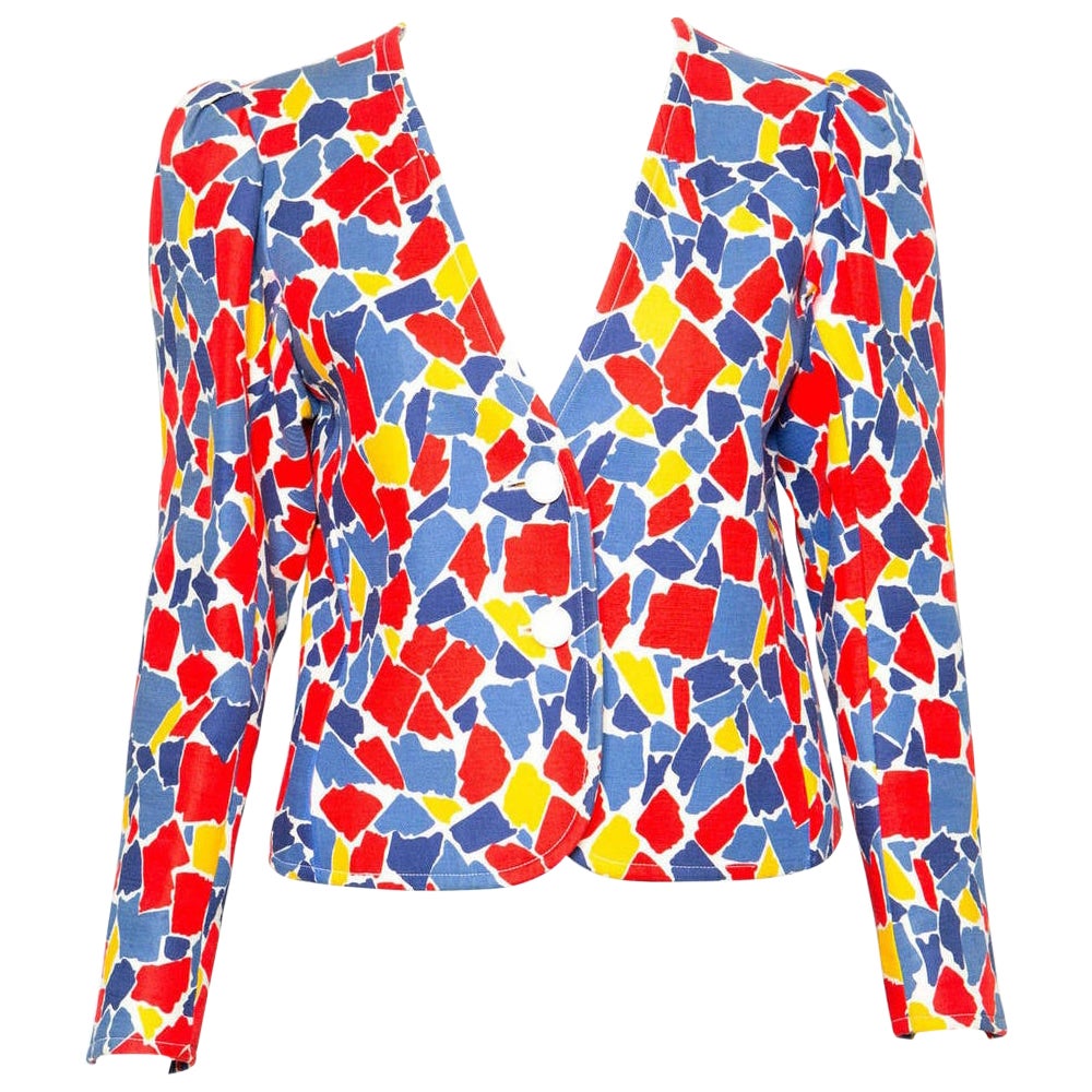1982s YSL Yves Saint Laurent Printed Jacket For Sale