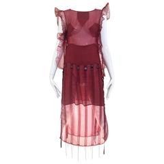 Used Fendi maroon silk cocktail dress