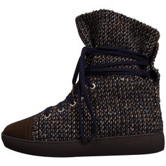 Chanel high top tweed sneaker boot, EU 37