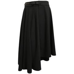 Hermes Black Wool Asymmetrical Wrap Skirt size 40 (8)