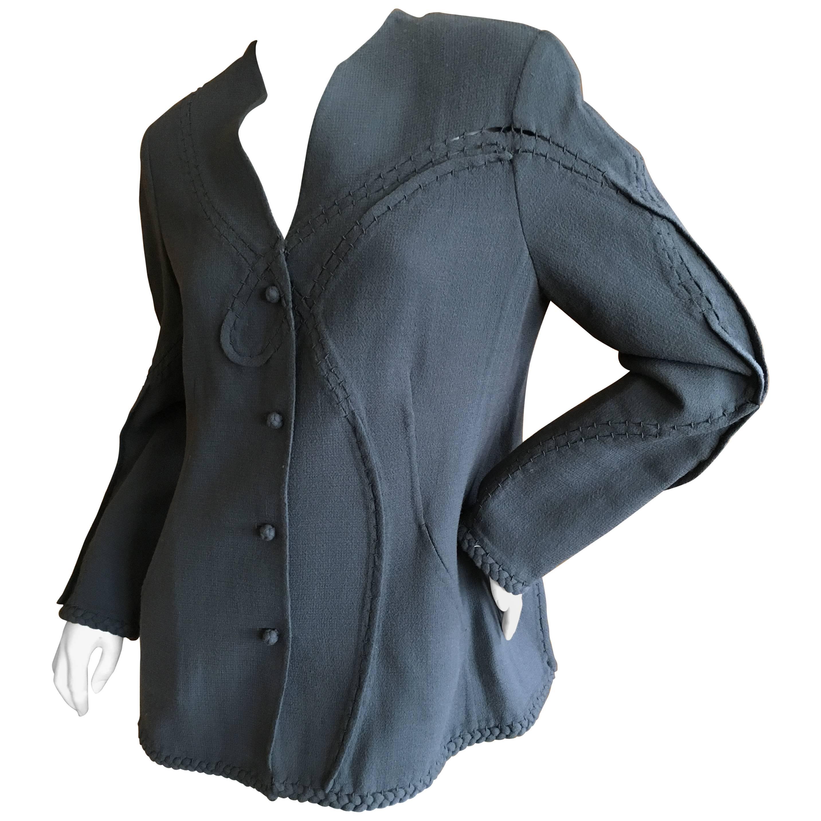 Chado Ralph Rucci Gray Jacket with Woven Details For Sale