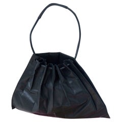 MIYAKE ISSEY Pleated Black Leather Bag