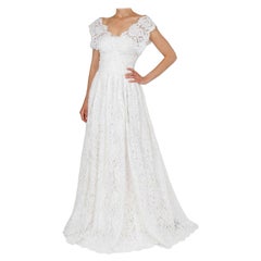 Dolce & Gabbana - Flower Lace Corsage Maxi Wedding Dress White IT 44