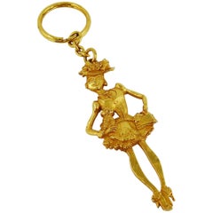 Christian Lacroix Vintage goldfarbener figürlicher Schlüsselring-Taschenanhänger