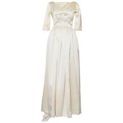 1960 Maggy Rouff Silk Wedding Gown W. Bows