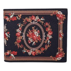 Dolce & Gabbana - Baroque Roses Dauphine Leather Wallet with Logo Black Red