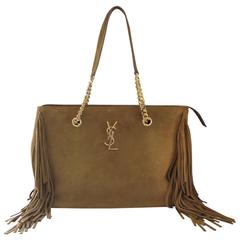 Yves Saint Laurent YSL Saddle Suede Fringe Tassel Bag with Dust Bag