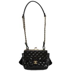 Chanel Black Lace & Patent Double Bag 12
