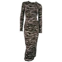 MICHAEL KORS Size 4 Ivory Rayon Blend Zebra Print Maxi Dress